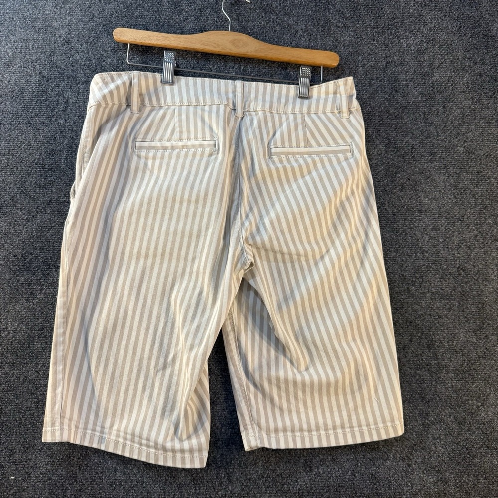 LOFT Outlet Bermuda Shorts Womens 8 Beige White Striped Stretch Mid Rise 11" - Picture 2 of 12